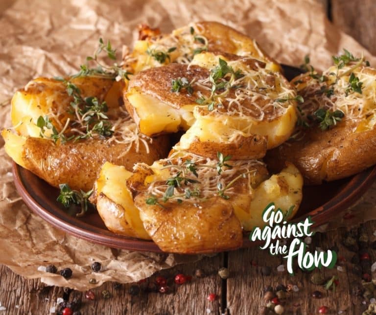 Healthy Whole Crushed Spring Potatoes Recipe Go Against the Flow